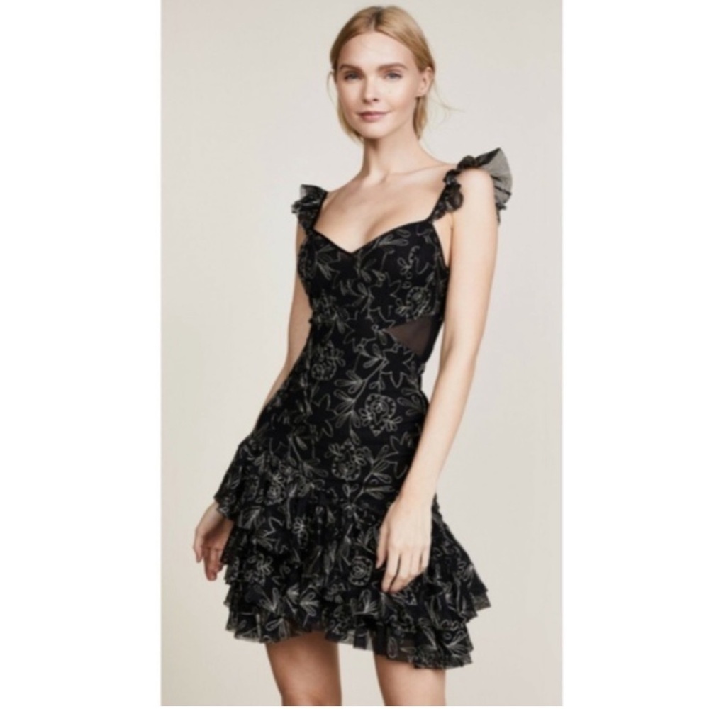 New Cing a Sept Enid embroidered ruffle NWT mini dress NYE Drop Waist